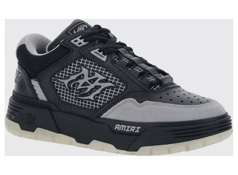 Amiri MA-94 Leather and Mesh Sneakers with Monogram and Suede Details Black (AMSNSN1088070)