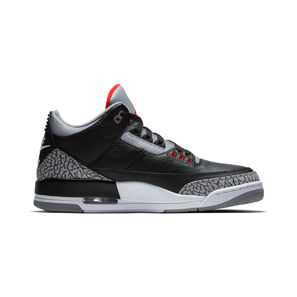 Jordan 3 Retro Black Cement (2018) Black/Fire Red-Cement Grey-White (854262-001)