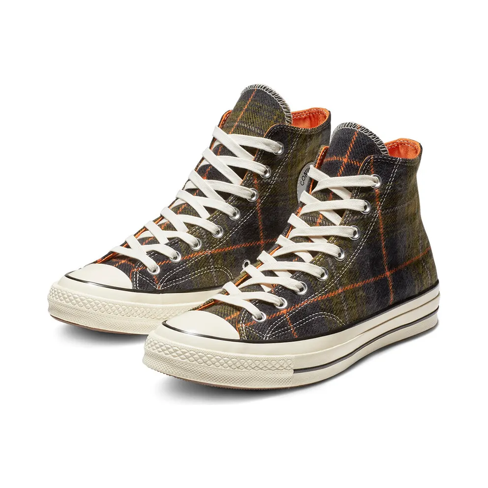 Converse Chuck Taylor All-Star 70s Hi Plaid Pack Medium Olive Medium Olive/Campfire Orange-Egret (162404C)