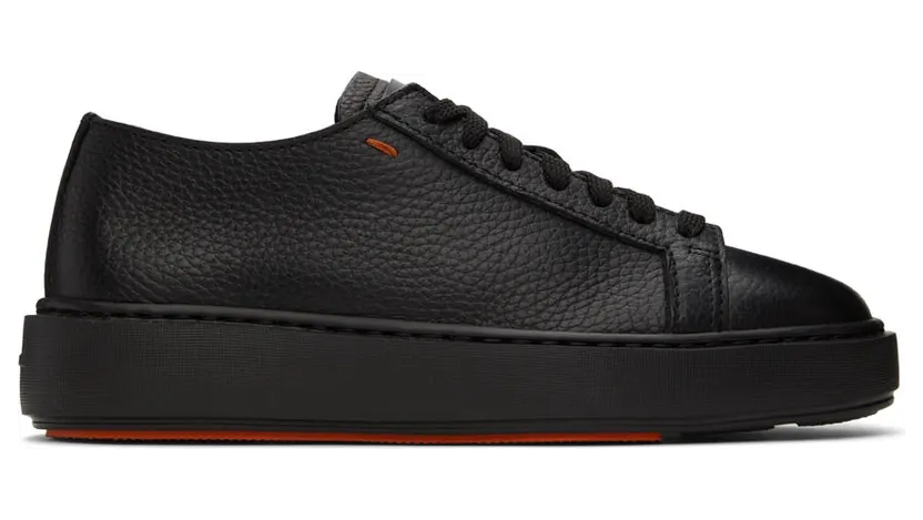 Santoni Black Leather Sneakers (WBCD60919NEACMEYN01)