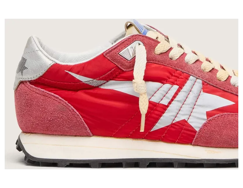 Golden Goose Men’S Marathon With Red Nylon Upper And Silver Star (GMF00683.F005492.40399) (5)