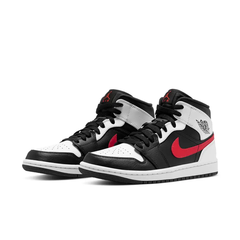Jordan 1 Mid Black Chile Red White Black/Chile Red-White (554724-075)