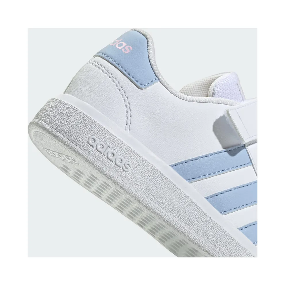 adidas Grand Court 2.0 Shoes Kids “Cloud White / Blue Dawn / Clear Pink” (IG4841)