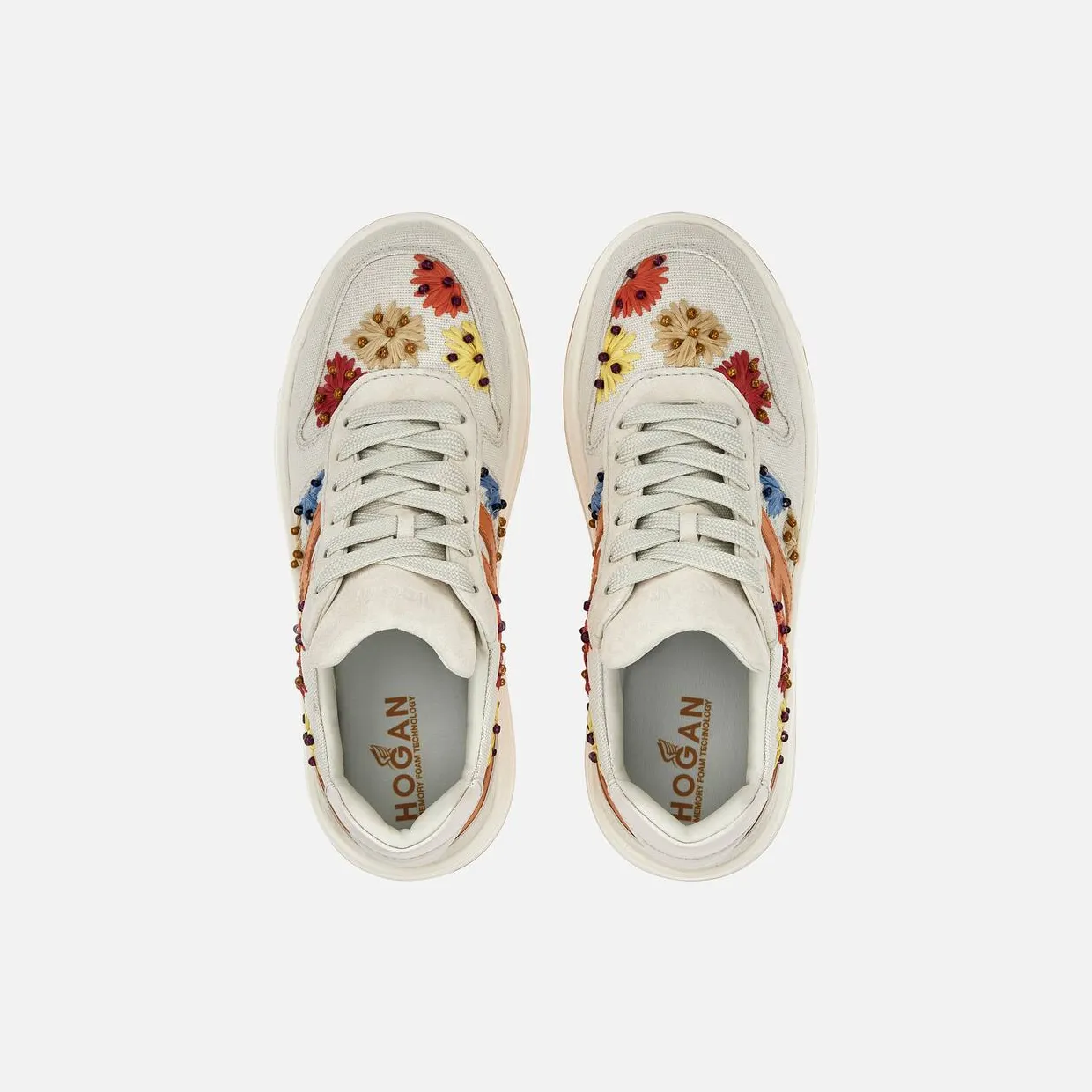 Sneakers Hogan H630 Ivory Orange Red (GYW6300EZ20S530TA5) (3)