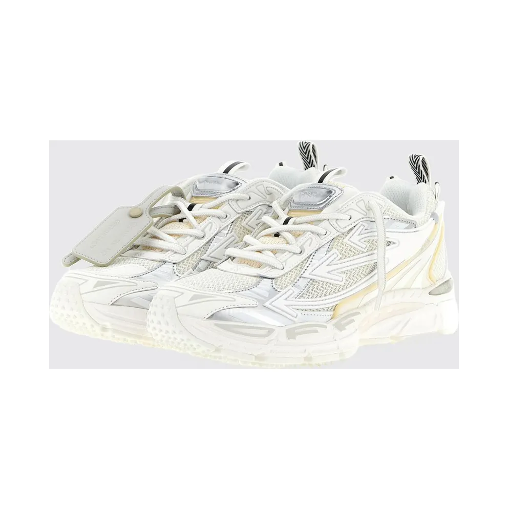 Off-White Be Right Back Low-Top Sneakers in Leather and Mesh with Notched Sole White (W289C9F0010101)