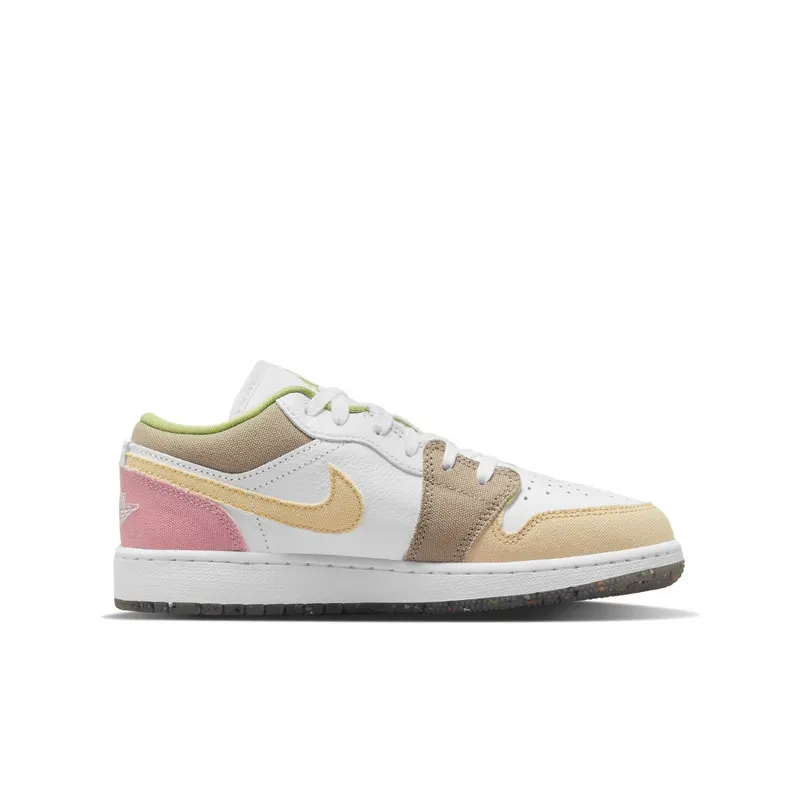 Jordan 1 Low Pastel Grind Vivid Green (GS) – “Beige / White / Pink / Tan” (DJ0341-100)