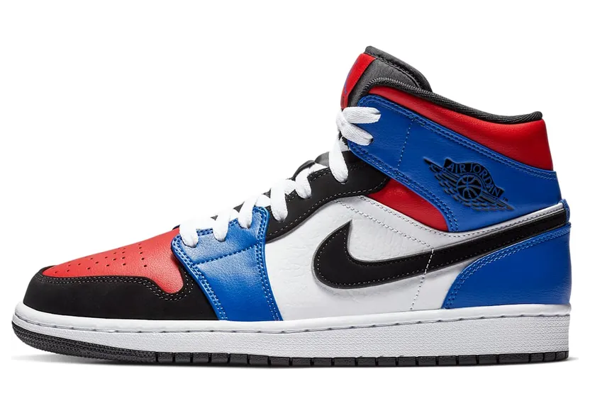 Air Jordan 1 Mid Top 3 “White / Hyper Royal / University Red / Black” (554724-124)