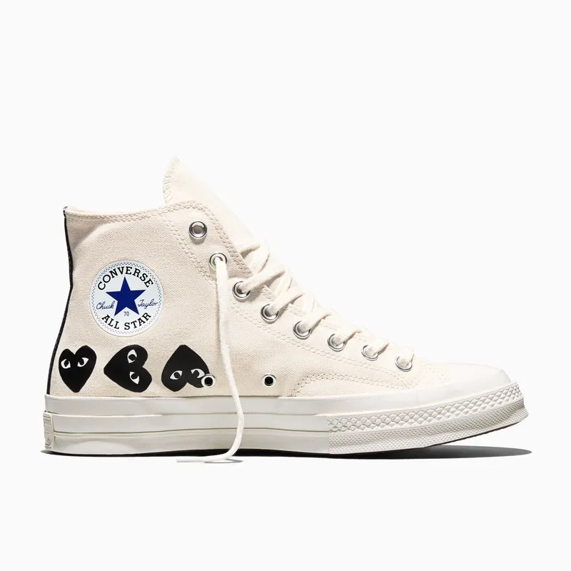 Converse x Comme des Garçons PLAY Chuck 70 Multi Heart Milk/Black/Egret (A08148C)