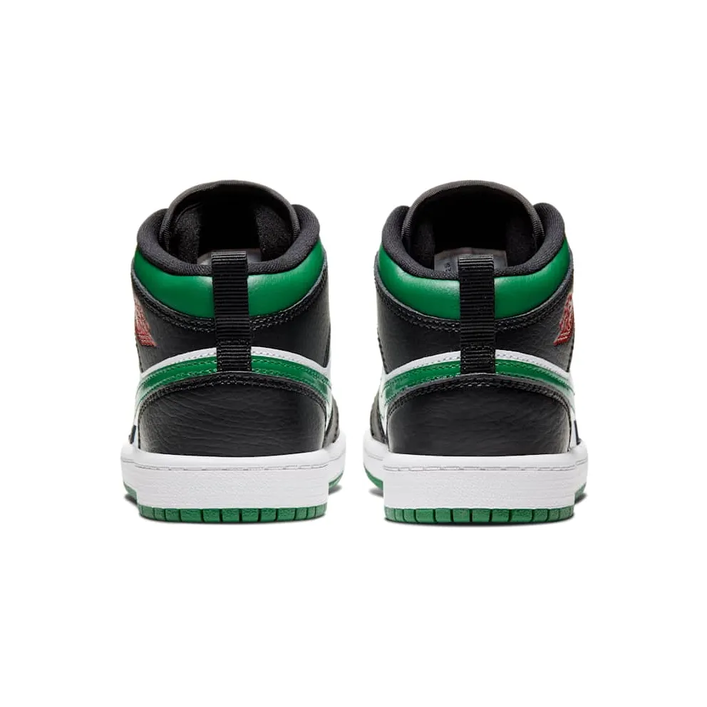 Jordan 1 Mid Pine Green (PS) Black/White/Gym Red (640734-067)