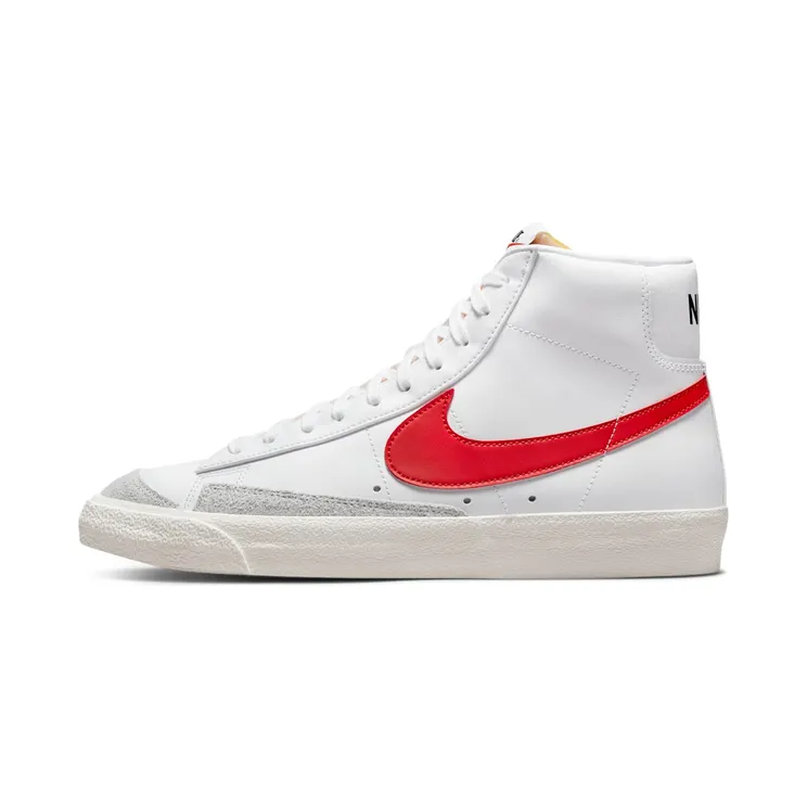 Nike Blazer Mid 77 Vintage Mismatched Swoosh “White / Medium Blue / Sail / Habanero Red” (BQ6806-117)