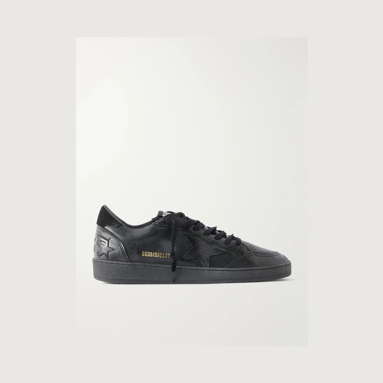 Golden Goose Ball Star Distressed Suede-Trimmed Leather Sneakers Black (GMF00117.F008743)