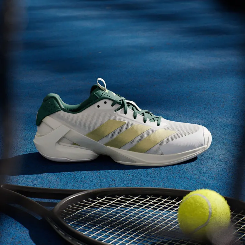 Adidas Adizero Ubersonic 5 Tennis Shoes Core White / Gold Metallic / Collegiate Green (IH3087)