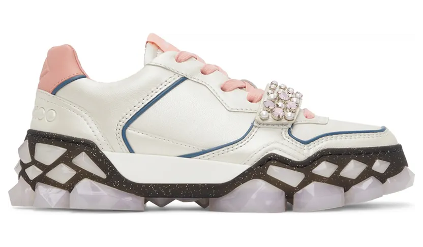 Jimmy Choo Off-White & Pink Diamond X Strap Sneakers Diamond X Strap / F Zow