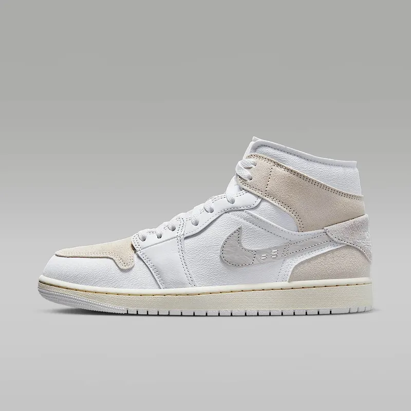 Air Jordan 1 Mid SE Craft “White / Tech Grey / Sail / Light Orewood Brown” (DM9652-120)