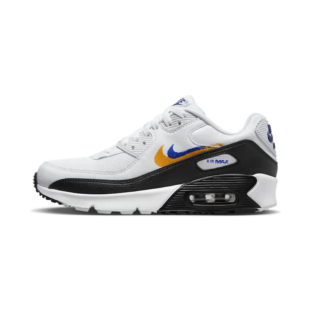 Nike Air Max 90 GS “Double Swoosh White Black Gold Royal” (FJ4592-100)