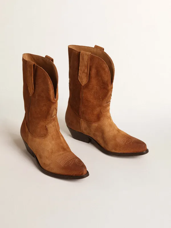Golden Goose Low Wish Star Boots In Cognac-Colored Suede With Inlay Star (GWF00537.F004884.55310) (2)