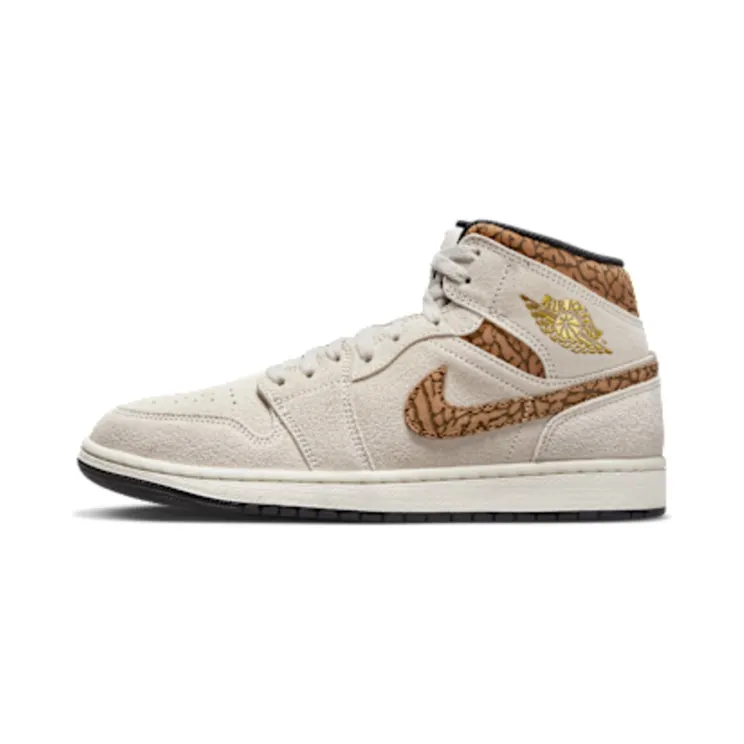 Jordan 1 Mid SE Brown Elephant “Light Orewood Brown / White / Light British Tan / Metallic Gold” (DZ4129-102)