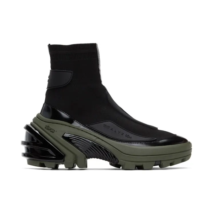 1017 ALYX 9SM Black and Khaki High Knit Sneakers (AAUBO0022YA04.F20)