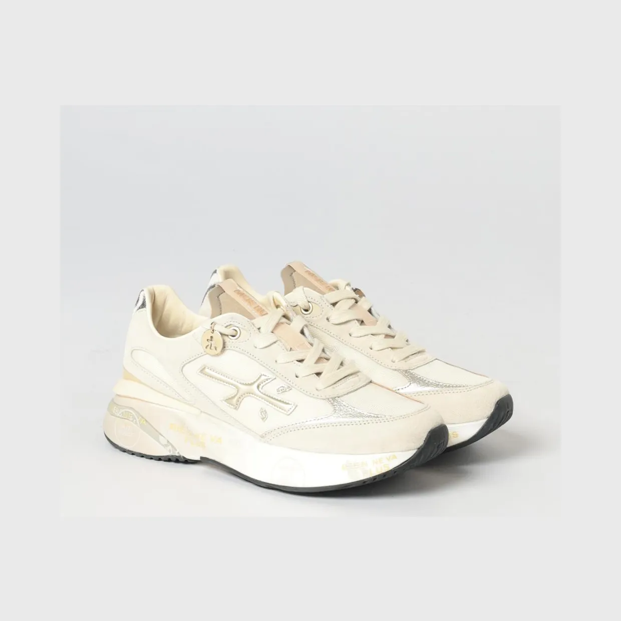 Premiata Moerund Laminated Leather and Mesh Sneakers White (MOERUND8080)