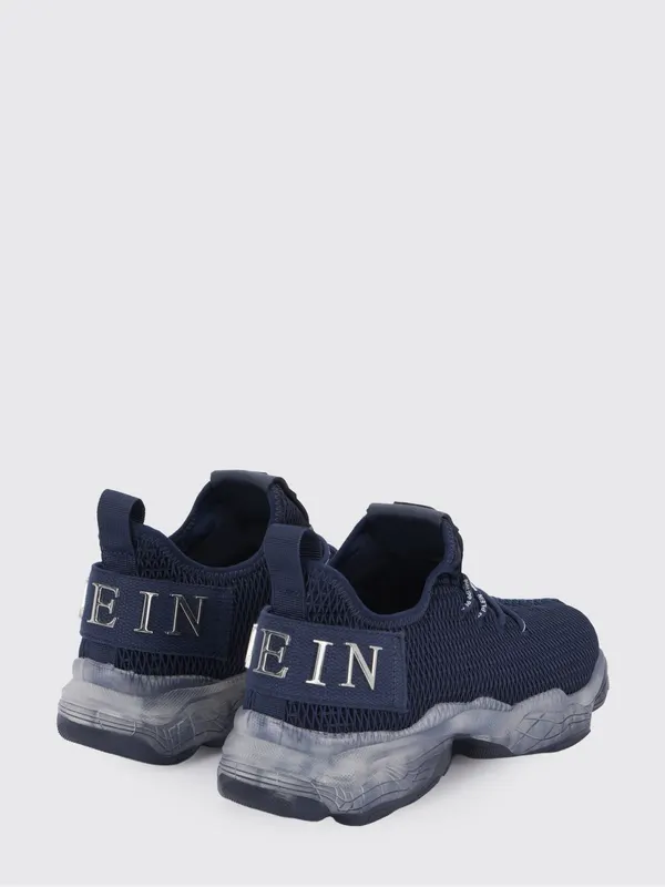 Philipp plein Low-Top Lace-Up Sneakers in Technical Knit Fabric with Logo Blue (UACSUSC0077PTE003N24) (2)