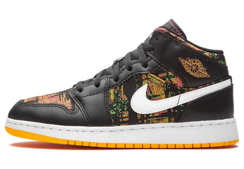 Air Jordan 1 Mid GS ‘Black Laser Orange’ Black/White/Laser Orange (555112-003)