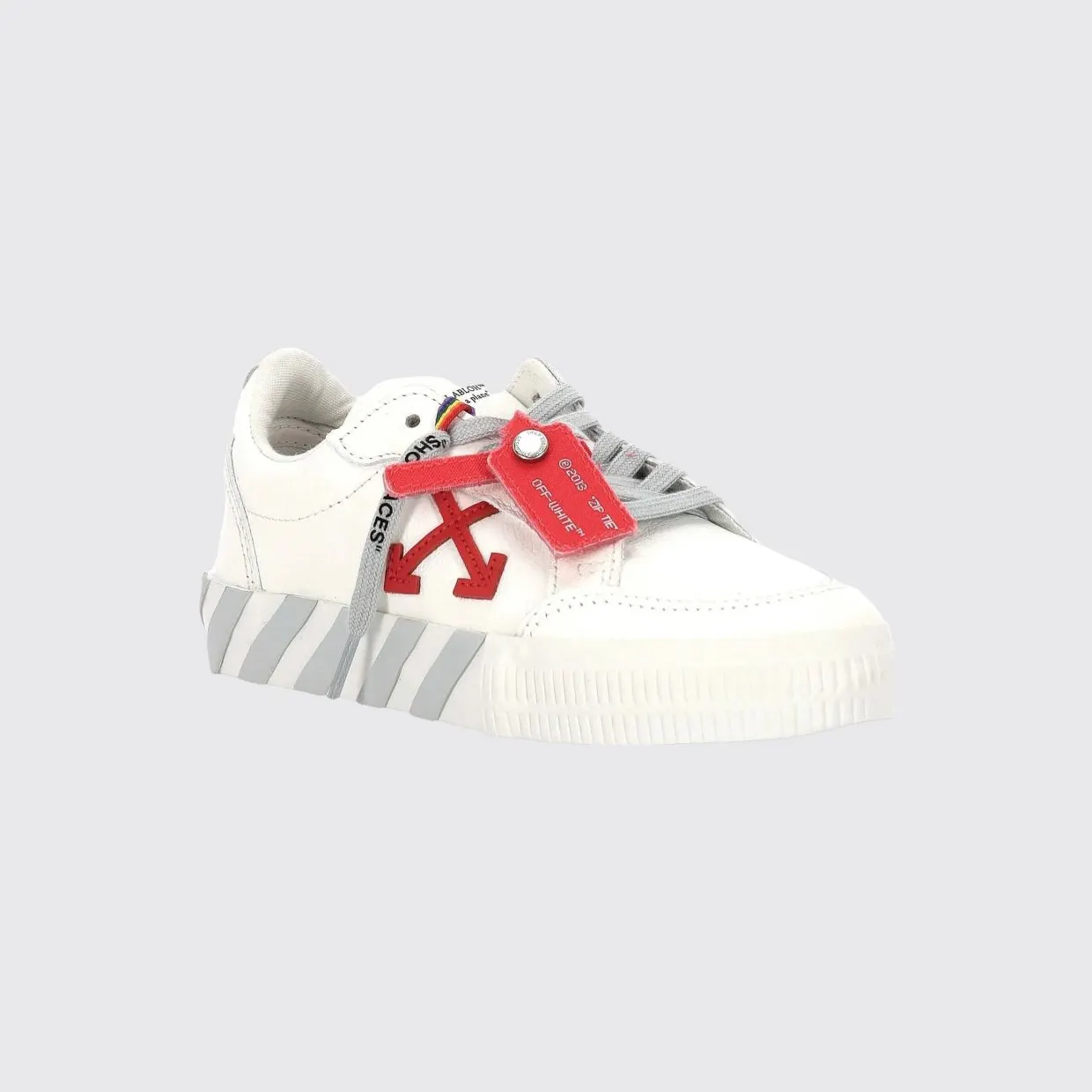 Off-White Boy’s Vulcanized Low Top Leather Sneakers with Arrow Logo White (B003S6L0010105)