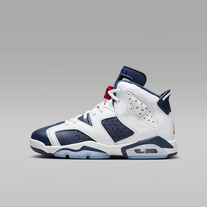 Air Jordan 6 GS Olympic “White / Midnight Navy / Varsity Red” (384665-164)