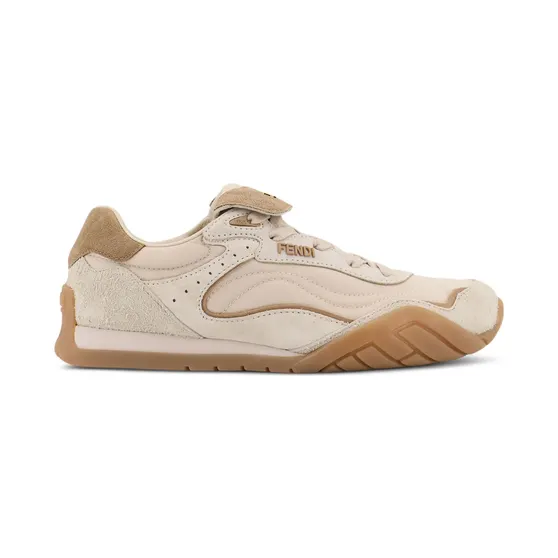 FENDI Wave Pulse leren sneakers met vlakken – Beige (8E8820AYFE)