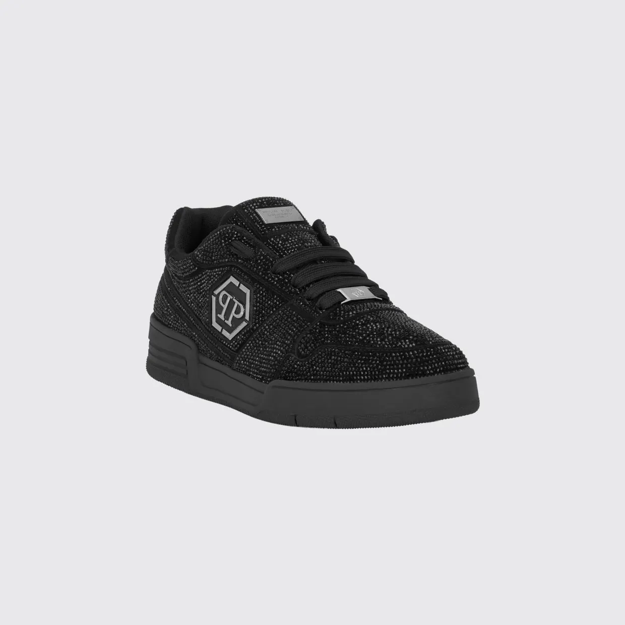 Philipp plein P-Force Leather Sneakers with Monogram and Crystals Black (UAFSUSC1089PLE010N02)