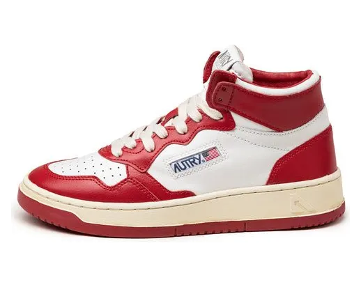 Autry Medalist Mid W Leat / Leat White / Red (AUMWWB02)