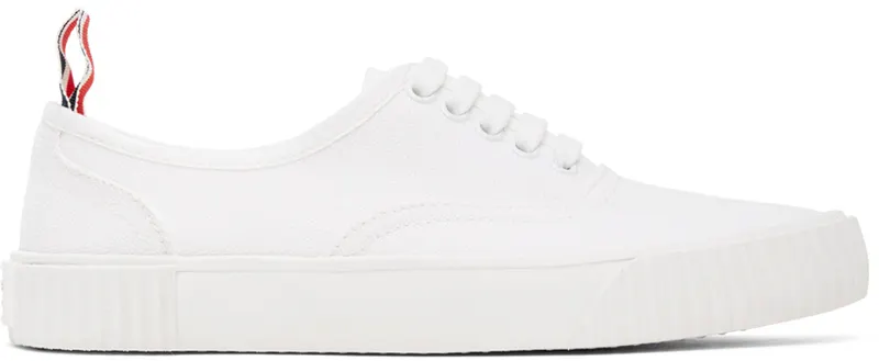 Thom Browne Online Exclusive White Heritage Vulcanized Sneakers (FFD063A-01588)