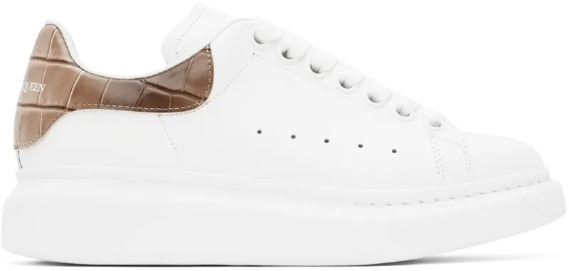 Alexander McQueen White & Brown Oversized Low-Top Sneakers (553770WICG6)