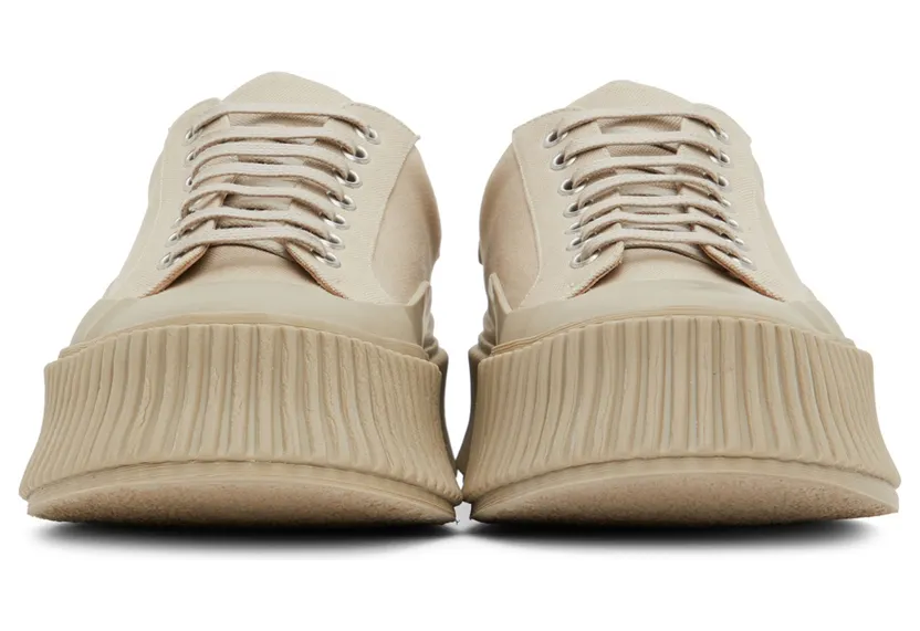 Jil Sander White Canvas Platform Sneakers (JI32535B_15612) (2)