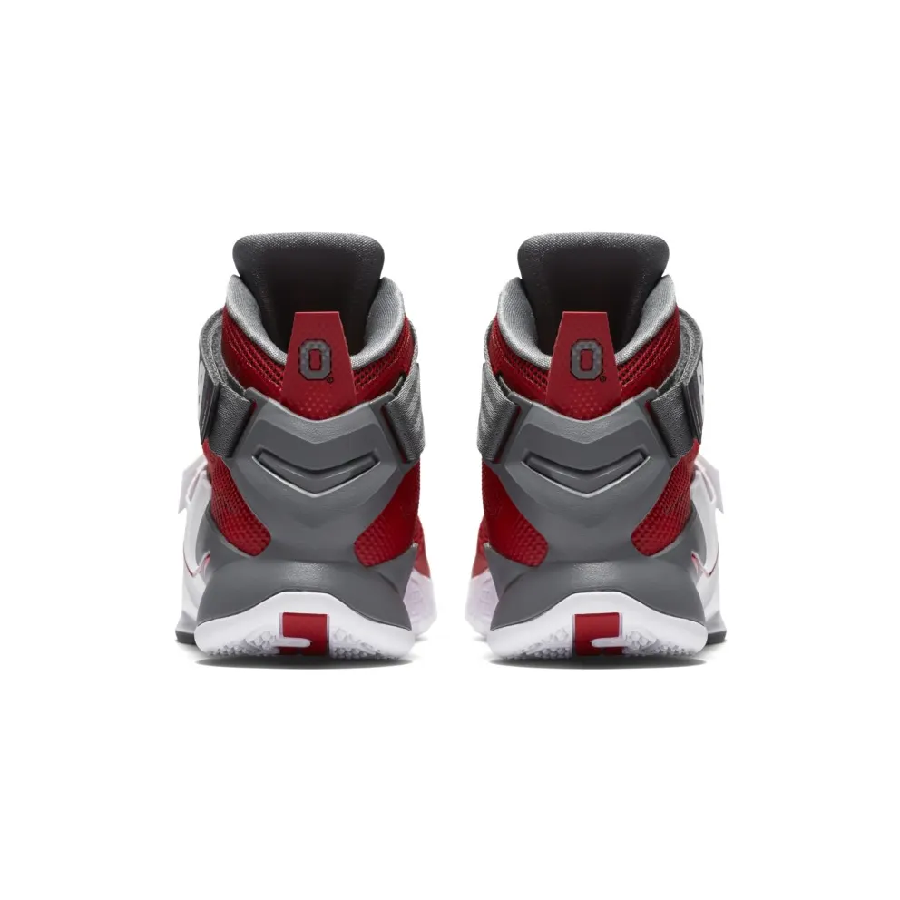LeBron Soldier 9 “Ohio State” University Red-White-Cool Grey-Metallic Silver (749490-601)