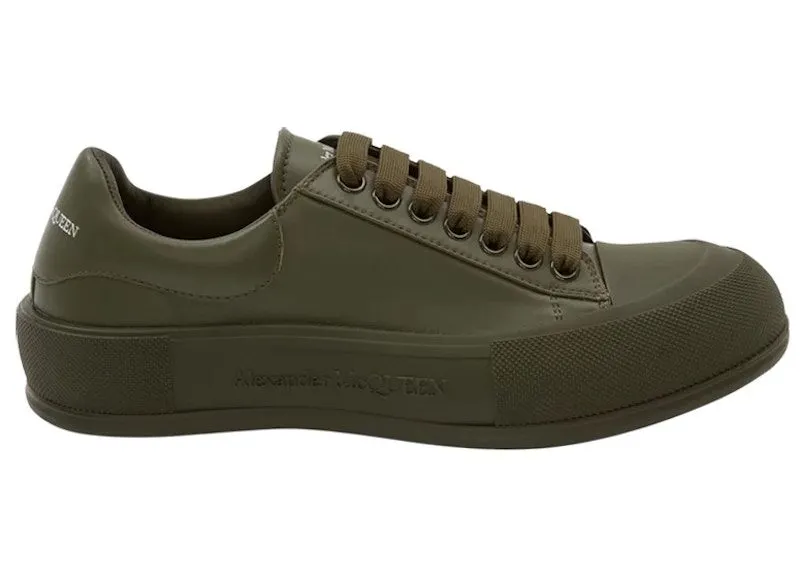 Alexander McQueen Leather Deck Plimsoll Khaki (667817WIAGC3211)