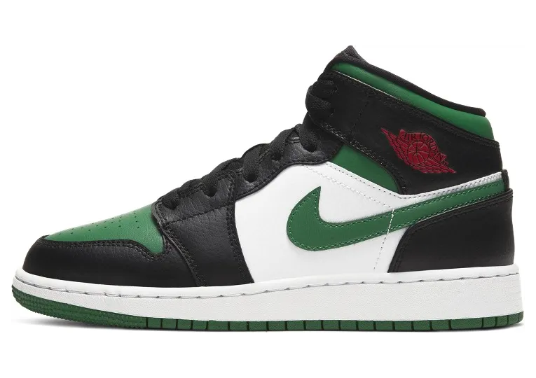 Air Jordan 1 Mid GS Green Toe (554725-067)