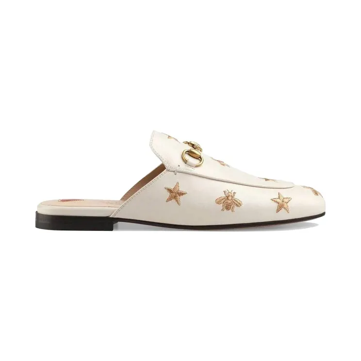 Gucci Princetown Embroidered Leather Slipper White (505268 D3V00 9022)