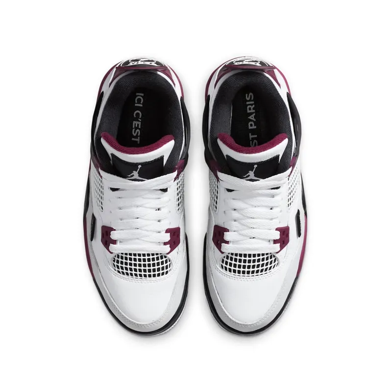Jordan 4 Retro PSG Paris Saint-Germain (GS) White/Bordeaux-Neutral Grey-Black (CZ6509-100)