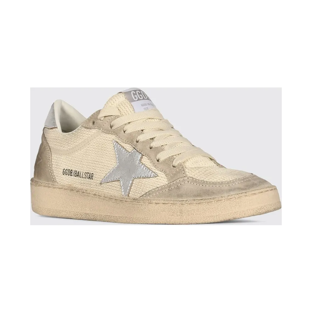 Golden goose Ball Star Distressed Leather and Cotton Sneakers Nude (GWF00117F00876015260)