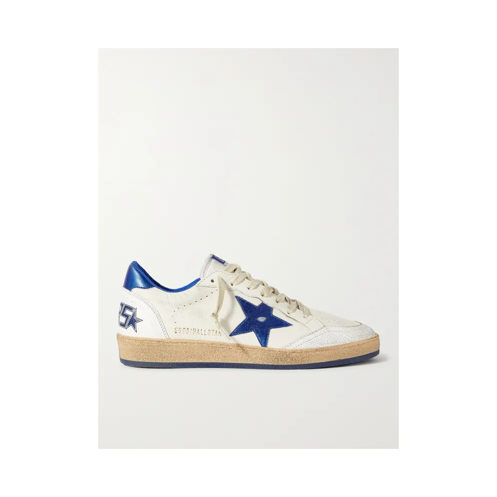 Golden Goose Ball Star Distressed Leather Sneakers White (GMF00117.F002198)