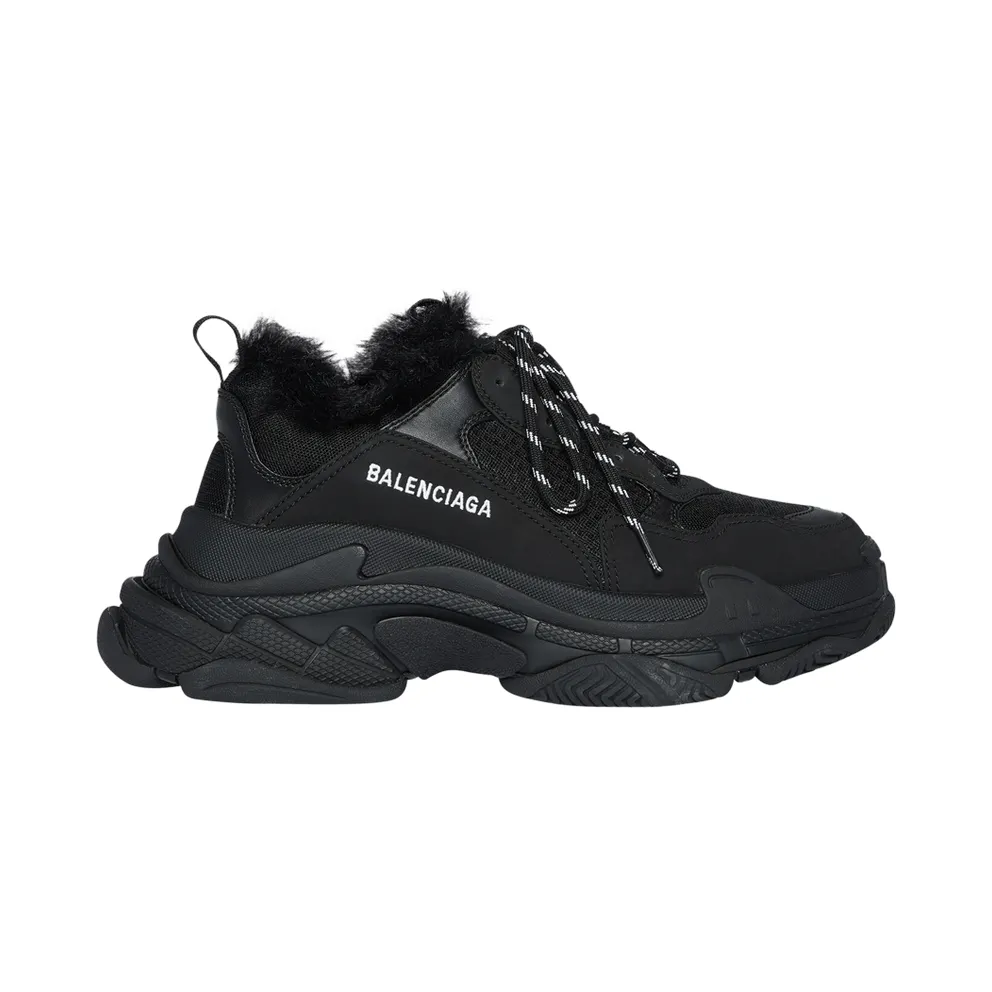 Balenciaga Triple S Fake Fur Black (W) (668562W3CQ51000)