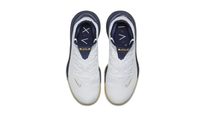 Nike LeBron 16 Low Olympic White/Metallic Gold-Midnight Navy-University Red (CI2668-101)