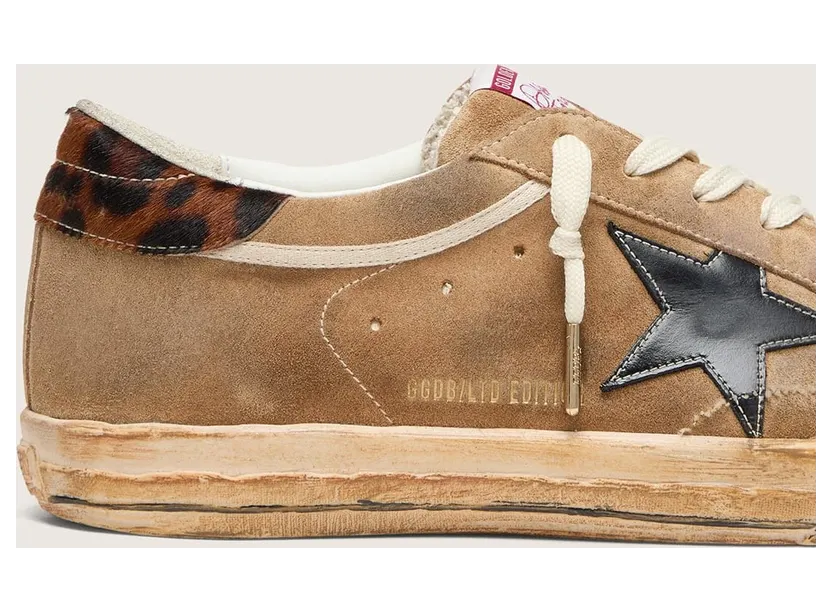 Golden Goose Men’S Super-Star Ltd In Tobacco Suede With Black Star And Animal-Print Heel (GMF00758.F008596.55790) (4)