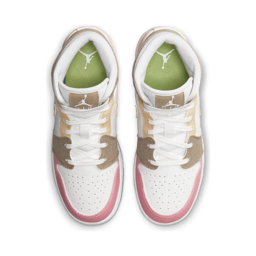 Jordan 1 Mid SE Pastel Vivid Green Grind (GS) (DJ0338-100)