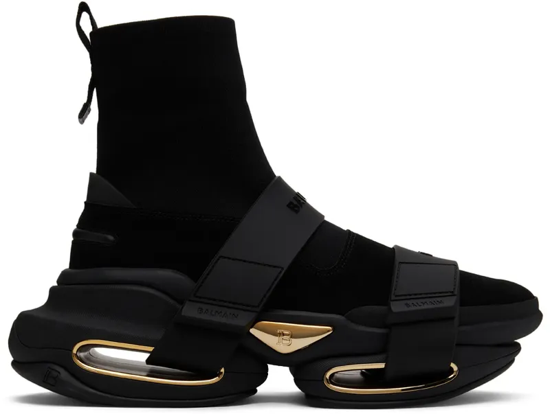 Balmain Black Knit B-Bold Strap High (XM1VH229TKSE)