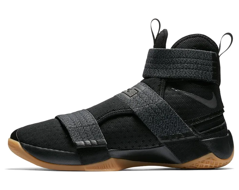 LeBron Soldier 10 “FLYEASE” Black/Gum Medium Brown-Metallic Dark Grey (917338-009)