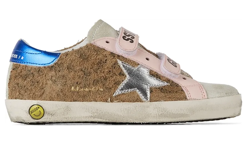 Golden Goose Baby Tan Leopard Old School Velcro Sneakers (GJF00111.F001984.81285)