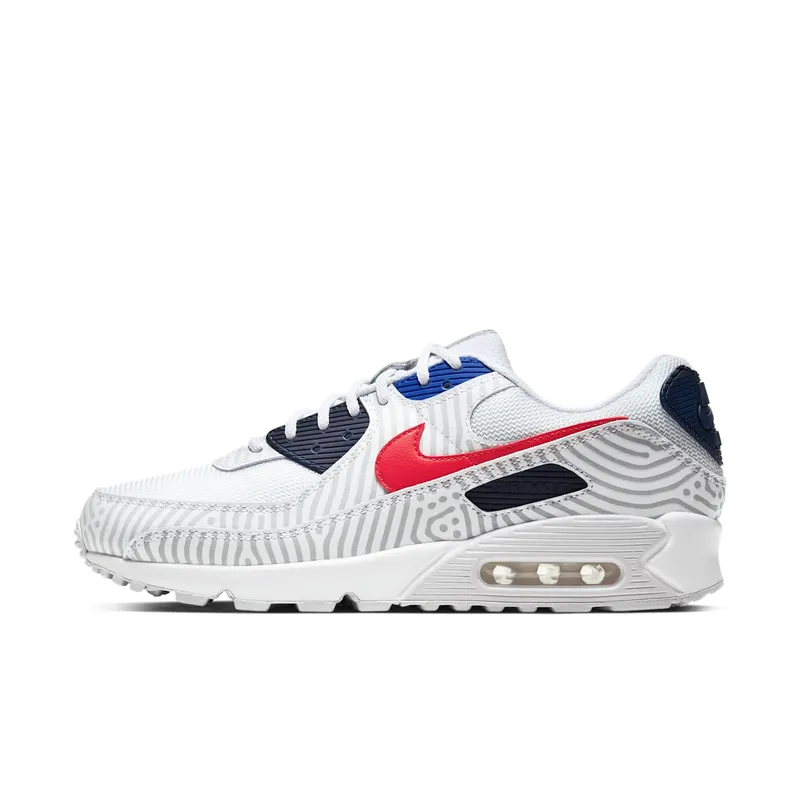 Nike Air Max 90 Euro Tour (2020) White/Midnight Navy-Bright Blue-University Red (CW7574-100)