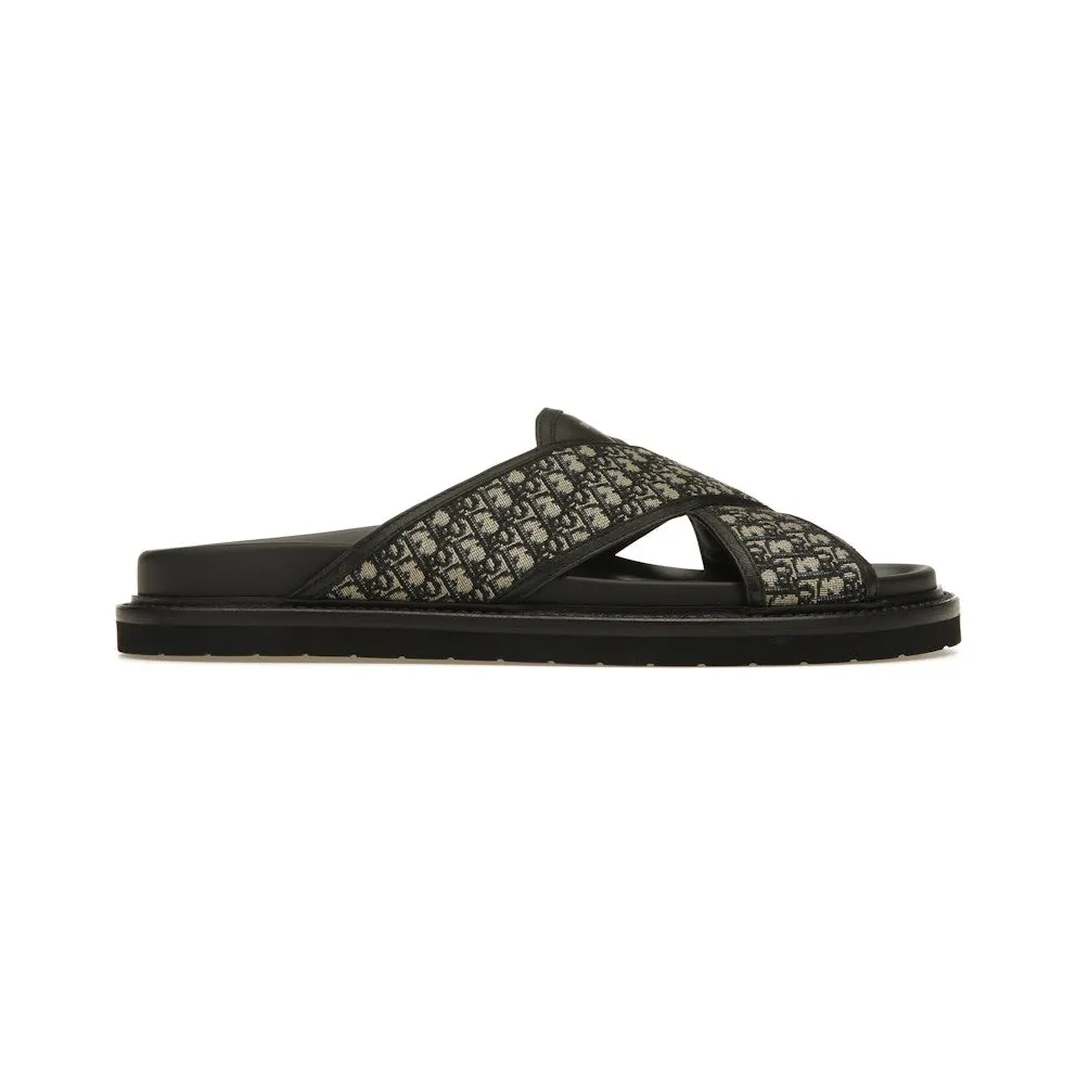 Dior Aqua Sandals Oblique Jacquard Navy Black (3SA112ZSK961)