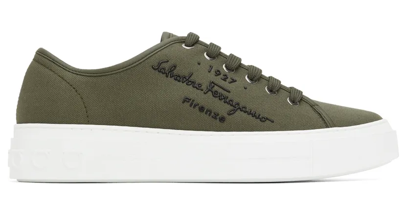Salvatore Ferragamo Green Recycled Cotton Sneakers (753484 020709023)